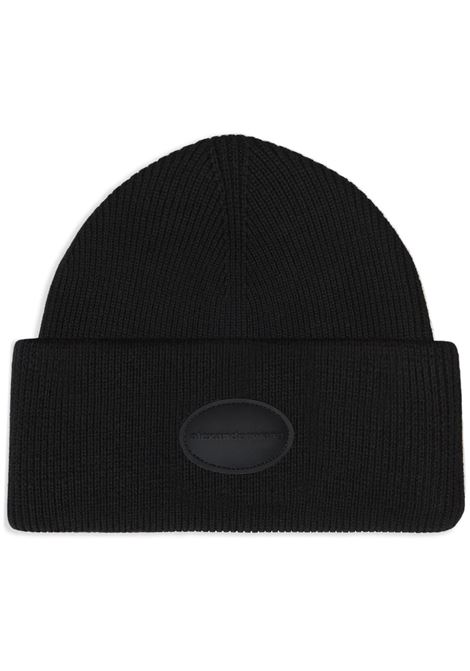 Black logo-patch beanie Alexander wang - women